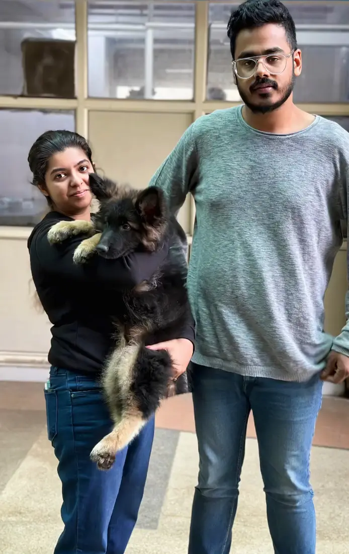 A FancyPaws puppy in its new home