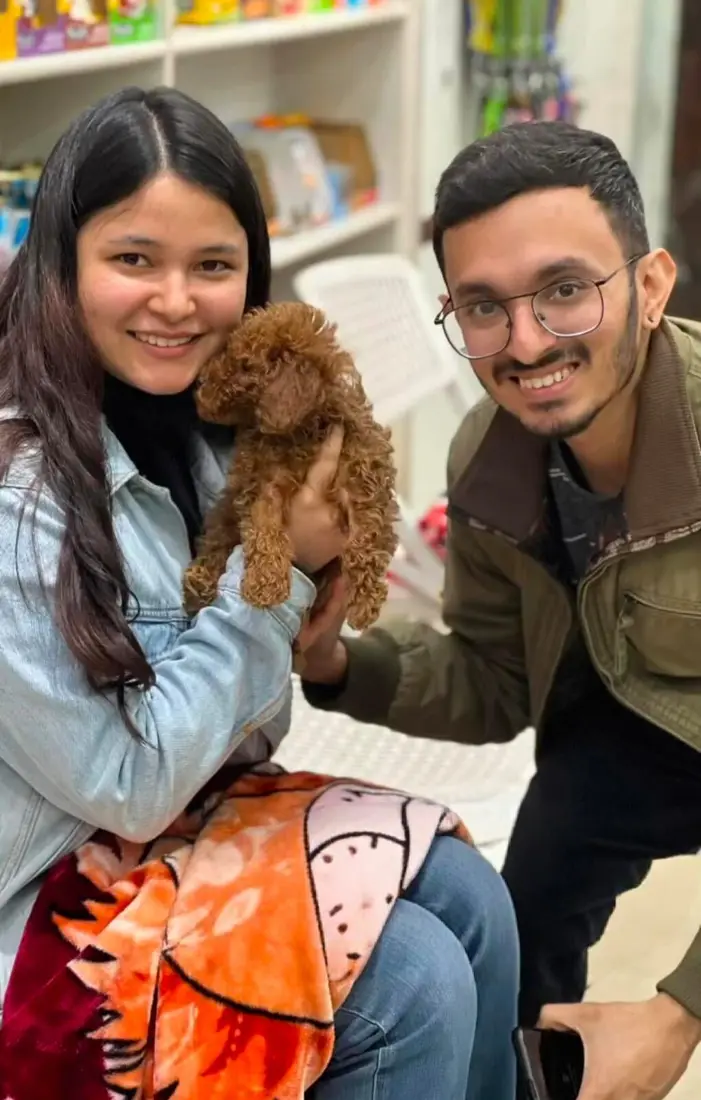 A FancyPaws puppy in its new home
