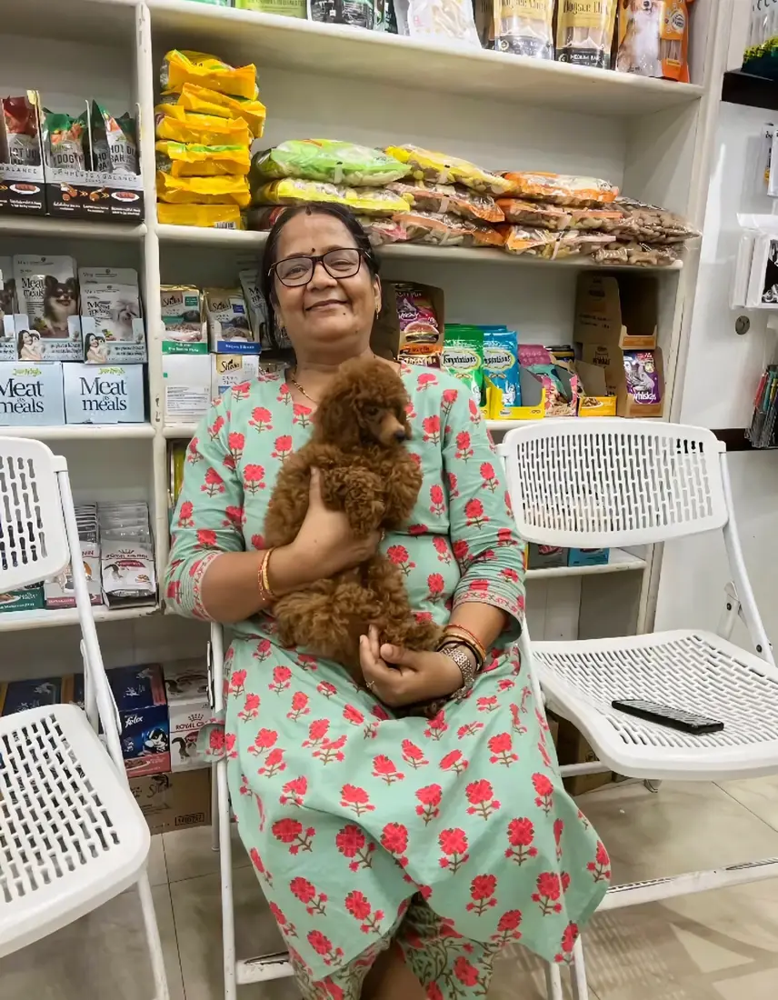 A FancyPaws puppy in its new home